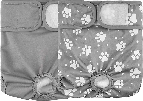 LENAUQ,Pañales Reutilizables para Perras, Paquete de 2 Pañales Absorbentes Lavables para Mascotas, Duraderos y Suaves, Bragas Sanitarias para Incontinencia de Mascotas Pequeñas y Medianas (S, Gris)  