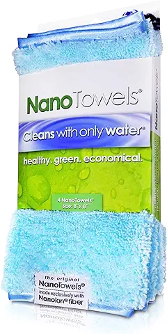 Life Miracle Nano Toallas Increíble tela ecológica que limpia prácticamente cualquier superficie con solo agua. No más toallas de papel o productos químicos tóxicos Paquete de 4 (8 x 8 verde azulado)