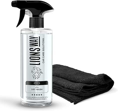 Limpieza De Coche Profesional En Seco Con Cera De Carnauba - Potente Tratamiento Cerámico Para Coche Y Moto. Limpiador Y Abrillantador De Exterior Sin Agua, Rapido. C/Bayeta Incluida. Detailing  