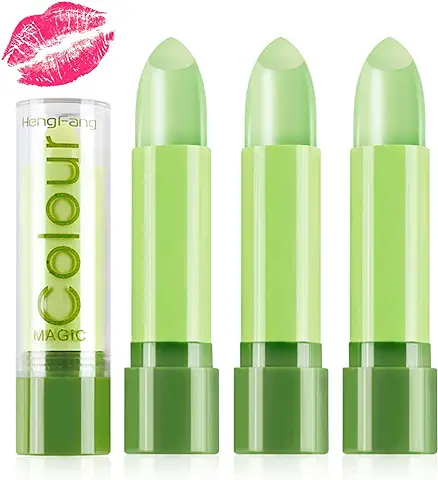 Lishang 3 Piezas Hidratante Pintalabios Cambia Color Labial Labiales Aloe Vera Barra de Labios Pintalabio Larga Duración Bálsamo Labial Mate Kit Maquillaje Mujeres Niña Regalo Cumpleaños