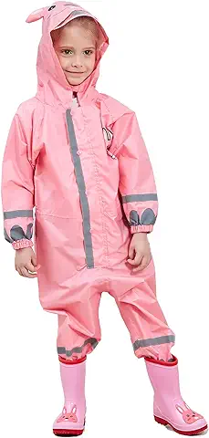 LIVACASA Chubasquero Impermeable Niños Poncho de Lluvia Siamesa Encapuchado Dibujos Animados Contra Viento y Lluvia al Aire Libre Transpirable Ecológico 4 Colores Talla S Hasta L 2 Hasta 10 Años  