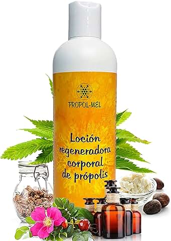 Locion Corporal 100% Natural - 300 ml - Certificación BIO. Crema Reafirmante, Regeneradora e Hidratante con Propoleo, Karite, rosa Mosqueta, Cáñamo y Aceites Esenciales Aromaterapeuticos.  