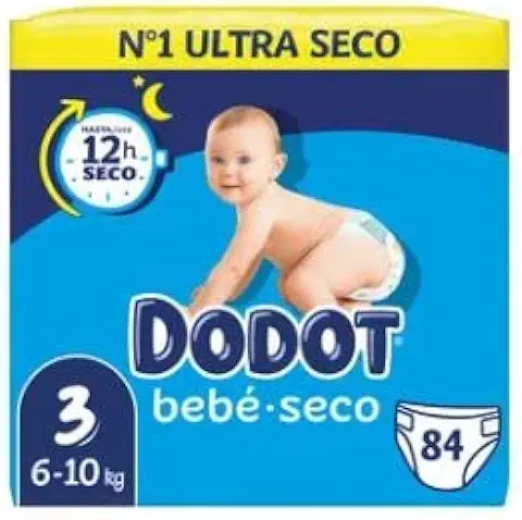 LOGAN Pañales Talla 3, para Niños de 6 a 10 Kilogramos DODOT Bebé-seco 84 uds.  