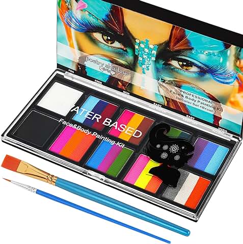 LOPHE Pintacaras Infantil, 26 Colores Pintura Cara Niños Hipoalergenica con 2 Pinceles, Seguridad Pintura Facial y Corporal para Maquillaje Infantil, Pinturas Niños Halloween Festival Carnaval  