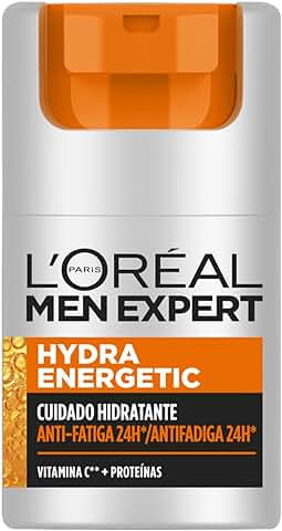 L'Oréal Men Expert Crema Hidratante Antifatiga para Hombre, Crema Hydra Energetic para Hombre con Vitamina C*, Combate la Apariencia de Ojeras e Hidrata la piel - 50 ml  