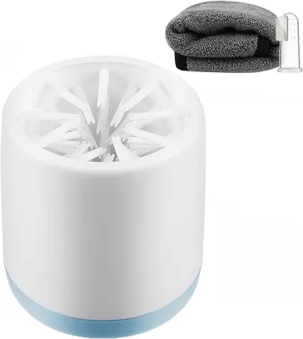 Lzansuii Limpiador Pata Perro, Portátil Extraíble Suave Cepillo Cerdas Silicona Limpiador de Patas Taza (con 1 Toalla, 1 Cepillo Dientes) para Masaje de Mascotas Garras Sucias (pequeñas)  