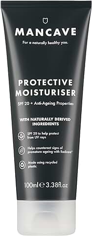 ManCave Crema Hidratante Facial Antiedad con FPS 20, 100 ml – Crema Facial de Hombre con Rosa Mosqueta y Vitamina E – Crema de Cara Hombre Previene el Envejecimiento – Formulación Natural, Vegana  