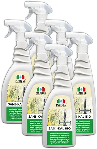 MARBEC SANI-KAL BIO 750MLX6PZ Limpiador Biodegradable a base de ácidos Naturales para la Limpieza Descalcificadora de Baños, Cocinas, Griferías, Sanitarios.  
