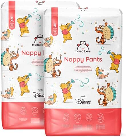 Marca Amazon - Mama Bear - Disney, Pañales Braguita, Talla 5 (12-17 kg), Bianco, 140 Unidad (2 Paquetes de 70) -PACK MENSUAL  