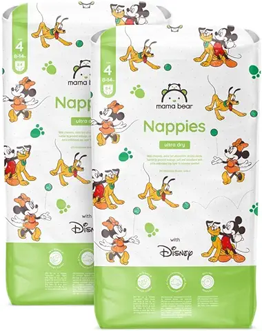 Marca Amazon - Mama Bear Disney Pañales Ultrasecos, Talla 4 (8-14 kg), Blanco, 168 Unidad, 2 Paquetes de 84 - PACK MENSUAL  