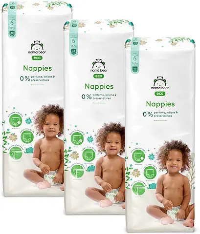 Marca Amazon - Mama Bear Pañales Eco, Talla 6 (16 + kg), Bianco, 120 Unidad (3 Paquete de 40)  