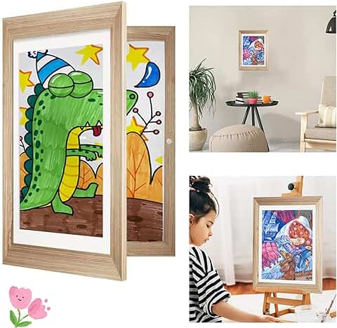 Marco de Arte para Niños,A4 Marcos de Fotos Apertura Frontal,Marco de Obras de Arte para Dibujos,Capacidad para 150 Dibujos Infantiles,Decoración de Pared para el Hogar y Oficina  