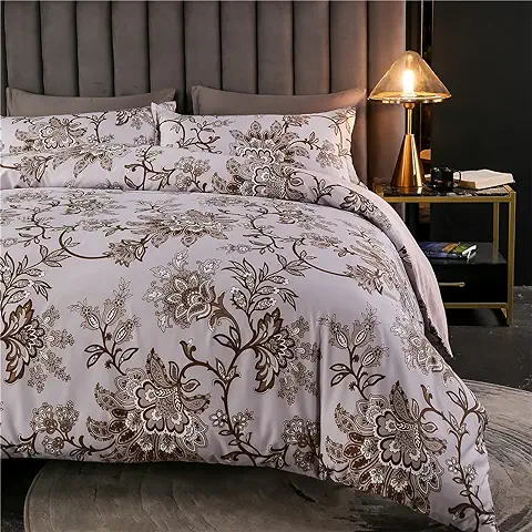 Mateju Juego de Ropa de Cama 3 Piezas, Individual o Matrimonio Juegos de Fundas para Edredón - Estilo étnico Impresión Fundas Nordicas y Funda de Almohada (Flores de Arbol,220x240cm)  