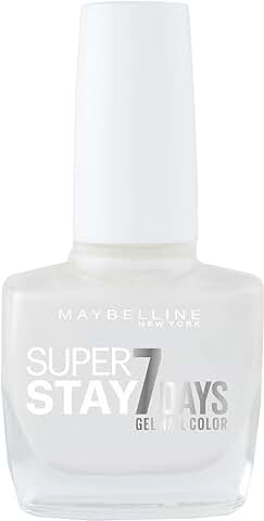 Maybelline New York Súper Stay 7 Días Acabado de Uñas Forever Strong Gel Uñas Pearly Blanco Cara/color Ultra Strong hold con Lámpara UV en Color Blanco Brillante – 1 x 10 ml  