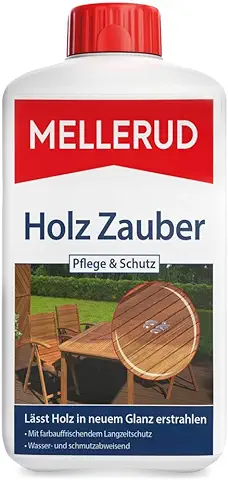 Mellerud Cuidado y Protección de Hechizos de Madera – Medio Potente para Todas las Maderas Degradadas y Descoloridas en Interiores y Exteriores – 1 x 1 l  