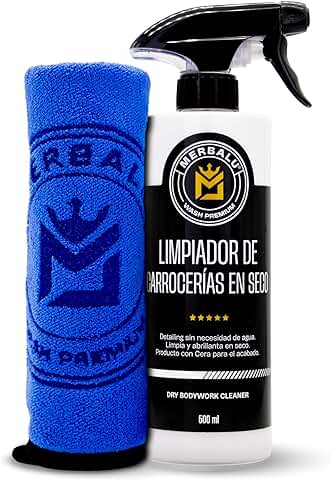 MERBALU Abrillantador Coche Limpiador Coche Exterior sin Agua. Cera Coche sin Arañazos. Potente Tratamiento Abrillantador de Carrocería Coche y Moto. Bayeta de Microfibra Incluida. Limpieza Coche  