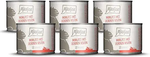 MjAMjAM - Comida Húmeda Premium para Gatos - Comida con Deliciosos Corazones, Paquete de 6 (6 x 200 g), sin Cereales con Carne Extra  