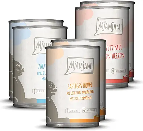 MjAMjAM - Comida Húmeda Premium para Gatos - Paquete de Prueba, Paquete de 6 (6 x 400 g), sin Cereales con Carne Extra  