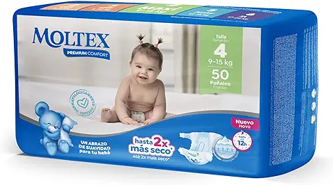 MOLTEX Premium Pañales System Channel Protect 9-15 kgs Talla 4 Paquete 50 uds  