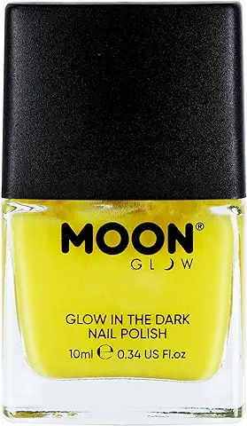 Moon Glow Esmalte de Uñas que Brilla en la Oscuridad - Barniz de Uñas Fosforescente Amarillo 14 ml (Paquete de 1)  