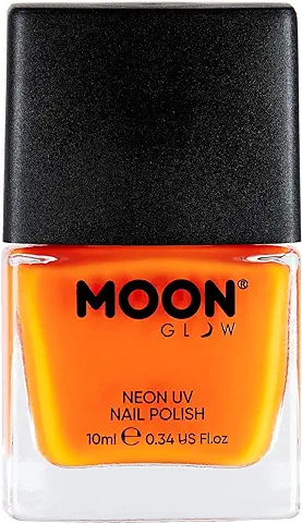 Moon Glow Esmalte de Uñas UV Neón - Esmalte de Uñas Neón Brillante - Brilla bajo los Rayos UV Naranja Intenso 10 ml (Paquete de 1)  