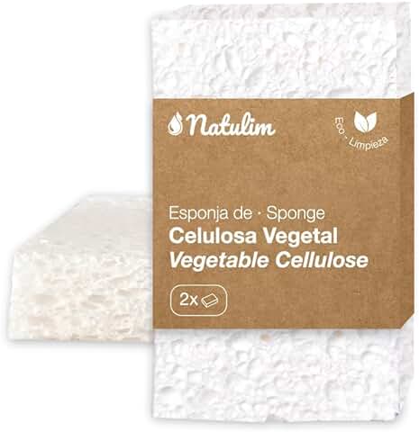 Natulim - Set de 2 Esponjas de Celulosa Biodegradables. Eficaz Contra Todo Tipo de Manchas, Ecológicas, Zero Waste, Veganas y Cruelty Free - Ropa Limpia y Suave sin Ensuciar el Planeta  