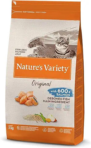 Nature's Variety Original, Pienso para Gatos Adultos Esterilizados con Salmón sin Espinas, 3kg  