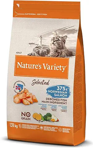 Nature's Variety Selected, Pienso para Gatos Adultos, Sin Cereales, con Salmón Noruego sin Espinas, 1,25kg  