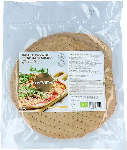 Naturitas Essentials Bases de Pizza de Trigo Sarraceno Sin Gluten 370 g | 2 Unidades | Masa Integral | Sin Grasas Trans | Vegana  