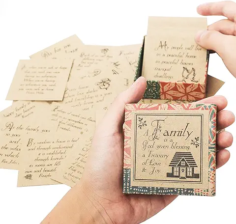 Navy Peony 's Una Colección de Citas Sobre la Familia – 47 Tarjetas de Notas, Ecológicas,Notas Inspiradoras para el Hogar más Grande del Mundo,Regalo único de Inauguración de la casa para la Familia  