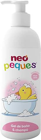 Neo Peques - Gel de Ducha y Champú para Niños con Aloe Vera - Ideal para la Piel y el Cabello - Fórmula Suave - No Irrita los Ojos - 400 ml  