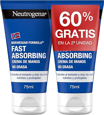 Neutrogena Crema de Manos Reparadora para Grietas Fórmula Noruega, Rápida Absorción, Pack 2 x 75 ml  