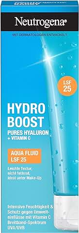 Neutrogena Hydro Boost Aqua Fluid SPF 25 (50 ml), Crema Facial Ligera con ácido Hialurónico y Vitamina C para una Hidratación Intensa, Crema de día no Grasa con SPF  