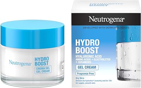 Neutrogena Hydro Boost Crema Gel (50 ml), Crema Hidratante Facial apta para Pieles Sensibles, Crema para el Cuidado Facial con ácido Hialurónico  