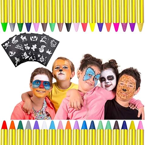 NINGESHOP Pinturas Cara para Niños, 36 Colores Seguridad No Tóxica Pintura Facial,Pintura Corporal Crayón para Niños,Lavable, Pinturas Cara Carnaval,Cosplay,Fiestas Temáticas Regalo  