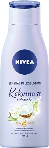 NIVEA Body Sensual - Loción para el Cuidado de coco y Monoi (1 Unidad de 200 ml), Loción Corporal con Aroma a Coco, Crema Corporal para 24 Horas de Humedad  