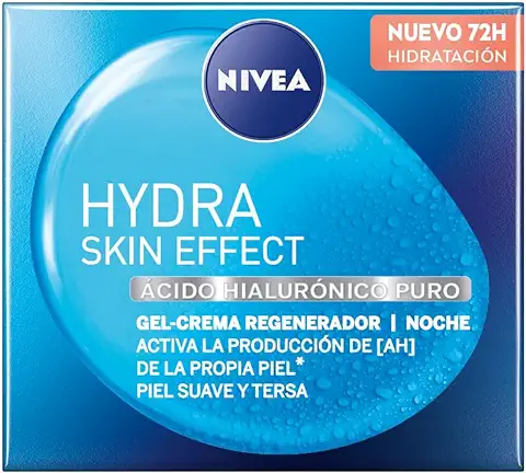 NIVEA Hydra Skin Effect Crema de Noche Regeneradora con ácido Hialurónico puro (50 ml), gel Crema para el Cuidado de Noche con 72h de Hidratación, Crema Facial Hidratante  
