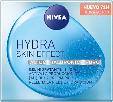 NIVEA Hydra Skin Effect Gel, Crema de día con ácido Hialurónico puro (50 ml), Cuidado de día 72h de Hidratación, Crema Facial Hidratante para un Cutis más Fresco  
