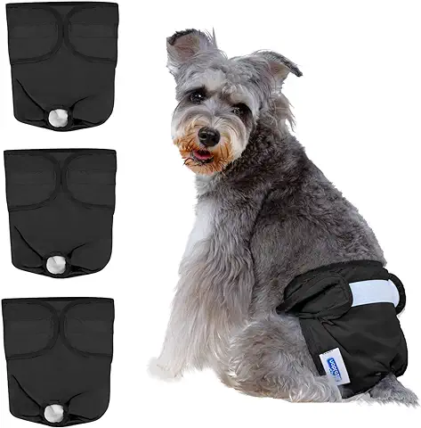Nobleza 3X Pañales Lavables para Perros, Bragas Higiénica para Perras en Celo, Reutilizable Mascotas Sanitarios Pañal para Perros Hembras (S Cintura 27-32.5cm, 3 Packs, Negro)  