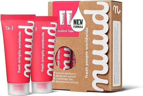 NUUD Smarter Pack – Nueva Fórmula – Crema Vegana Natural Desodorante Contra el olor a Sudor – Cosmética Natural sin Aluminio, Alcohol, Productos Químicos y Pruebas en Animales – 2x20 ml  