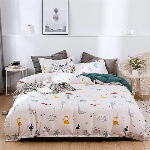 Odot Funda Nórdica Cama 90 - Funda Edredon de Microfibra 150x200 cm 3 Piezas con 2 Fundas de Almohada 50x75cm, Estampado a Reversible de Dinosaurio con Cremallera, para Camas Juveniles y Infantiles  