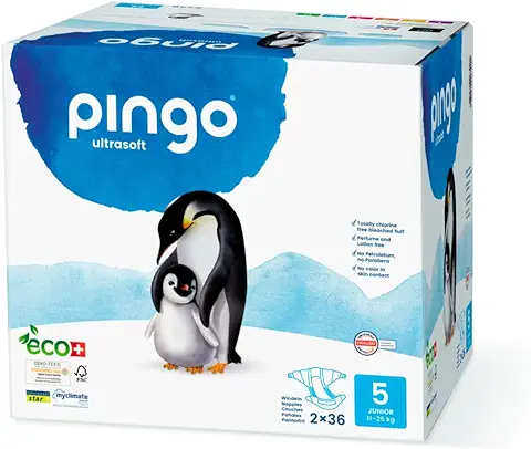 Pañales Ecológicos Pingo Talla 5 Junior, 36 Unidades (Paquete de 2)  