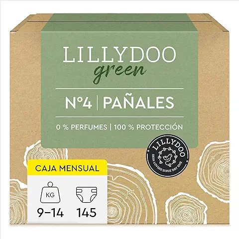 Pañales LILLYDOO Green con un Impacto Ambiental Reducido, Talla 4 (9-14 kg), 145 Pañales  