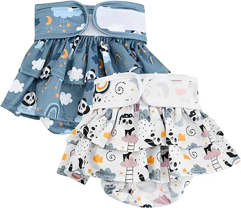 Pañales Reutilizables para Perros Hembra, 2 Pcs Pañales Lavables Altamente Absorbentes para Perros, Pañales Ajustable para Perros Pequeños Medianos Grandes con Incontinencia (S)  