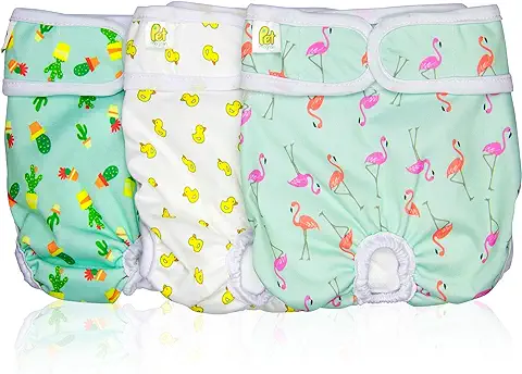 Pañales Reutilizables para Perros [Paquete de 3] Pañales Sanitarios para Mascotas, Altamente Absorbentes, Lavables a Máquina y Ecológicos (Pattern, S)  