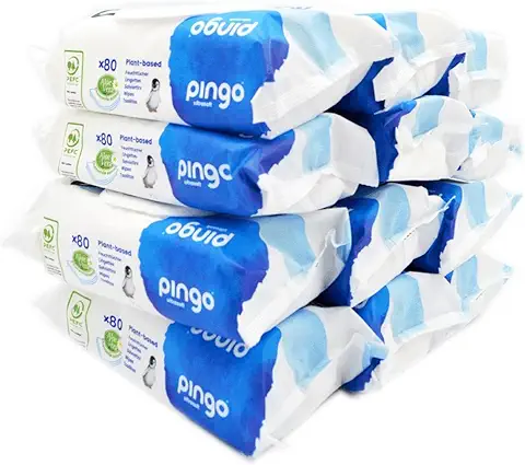 Pack 12 x Toallitas húmedas 100% biodegradables Pingo 80 uds