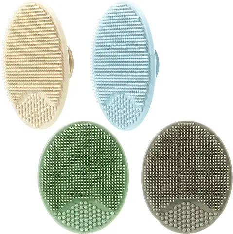 PandaEar Cepillo para Costra Láctea de Bebé, Conjunto de Cepillos de Baño de Silicona para Masajes para Piel Seca, Costra Láctea y Eczema, Paquete de 4  
