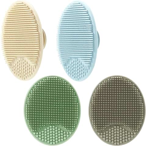 PandaEar Cepillo para Costra Láctea de Bebé, Conjunto de Cepillos de Baño de Silicona para Masajes para Piel Seca, Costra Láctea y Eczema, Paquete de 4  