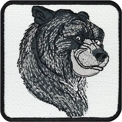 Parches ropa Termoadhesivos "OSO Pardo" | Emblema de vida Silvestre en Canadá | Arte de Conservación de Especies | Adhesivo Ecológico para Aplicar en Jeans | 70x70mm  