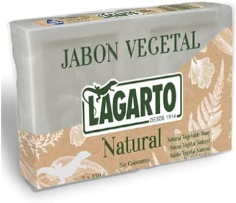 Pastilla Jabon LAGARTO 100% VEGETAL en Formato Solico, PACK (2 x 150gr). Está Elaborado Exclusivamente a Partir de Ingredientes de Origen Vegetal, Eliminando los Perfumes y Colorantes de su Fórmula.  